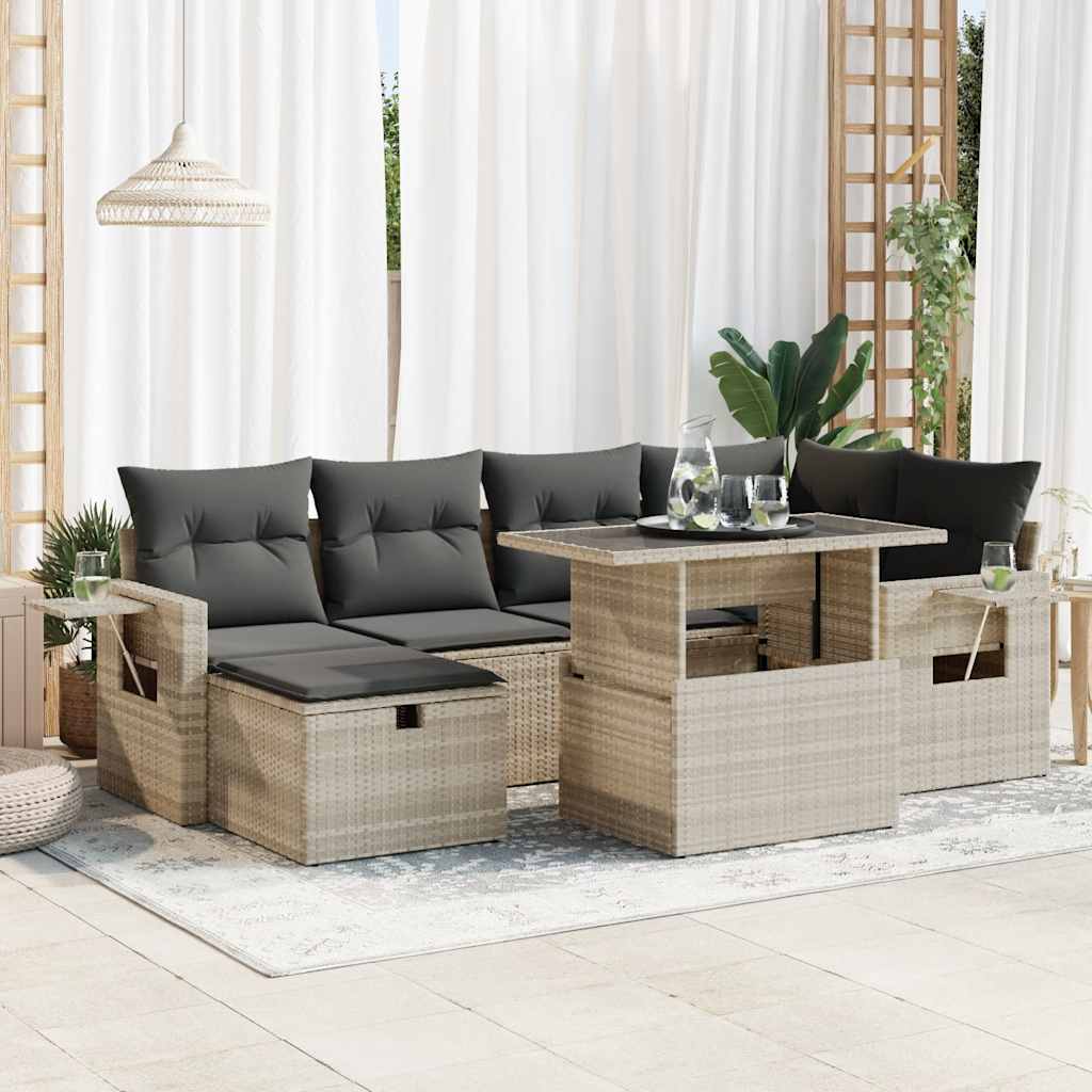 7-dijelni set vrtnih sofa svjetlosivi od poliratana