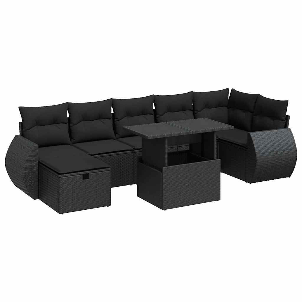8-dijelni set vrtnih sofa od poliratana s jastucima crni