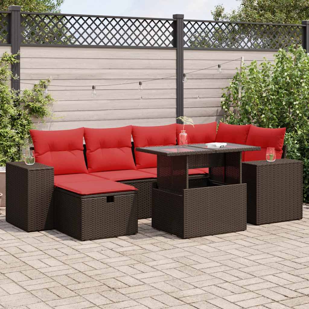 7-dijelni set vrtnih sofa od poliratana s jastucima crni bagrem