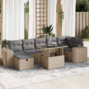 5-dijelni vrtni set sofa s jastucima bež od poliratana