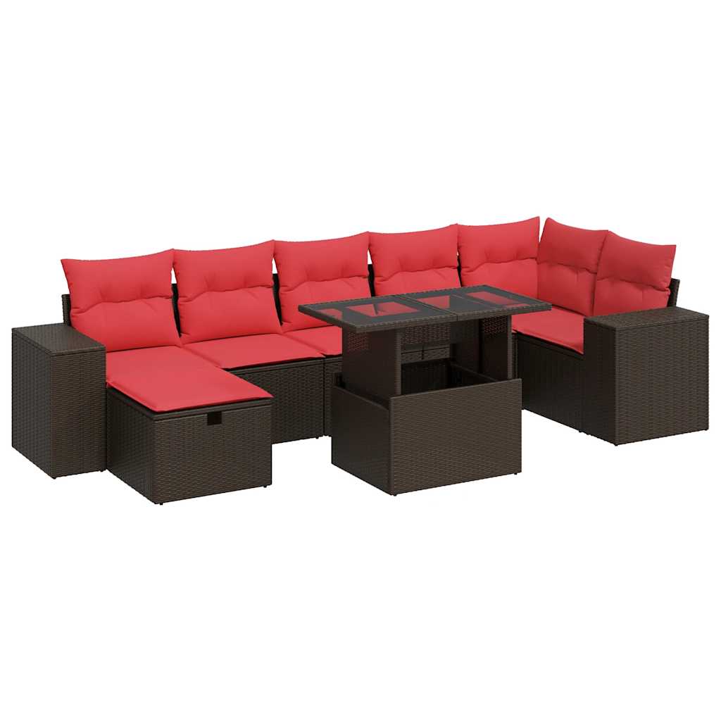 8-dijelni set vrtnih sofa od poliratana s jastucima crni bagrem