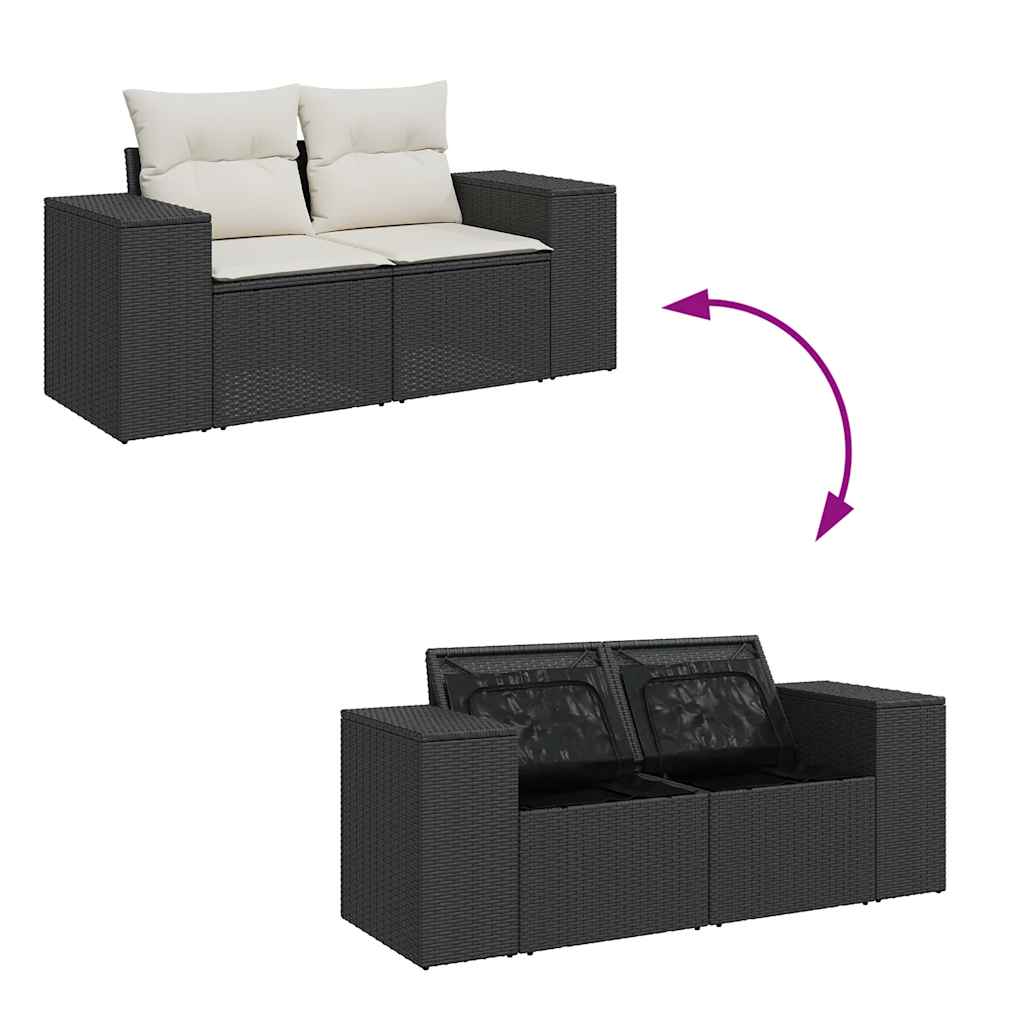 9-dijelni set vrtnih sofa s jastucima crni od poliratana