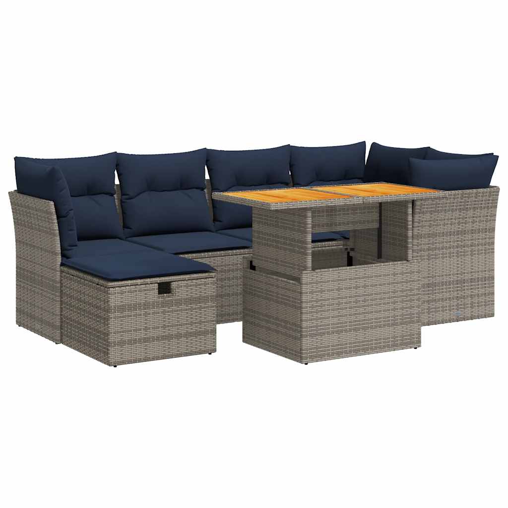 7-dijelni set vrtnih sofa od poliratana s jastucima crni bagrem