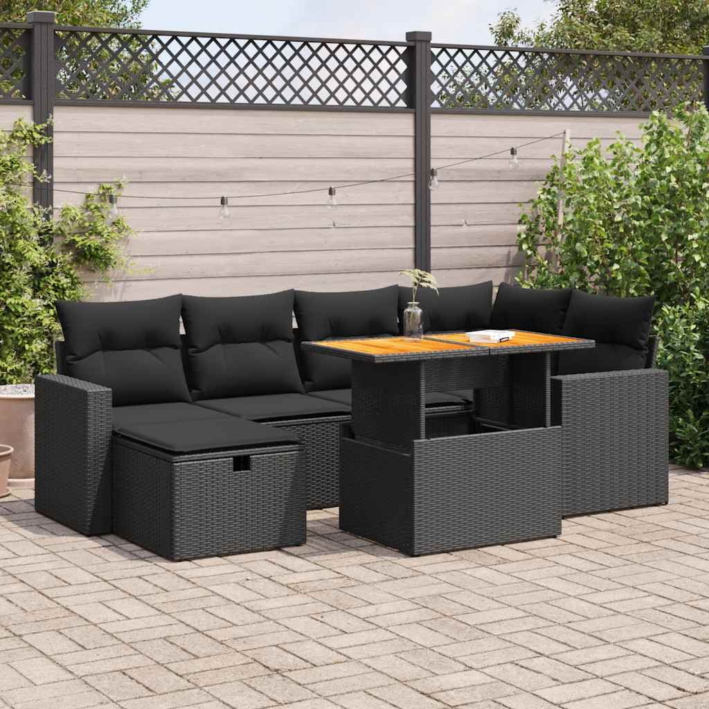 8-dijelni set vrtnih sofa od poliratana s jastucima crni bagrem
