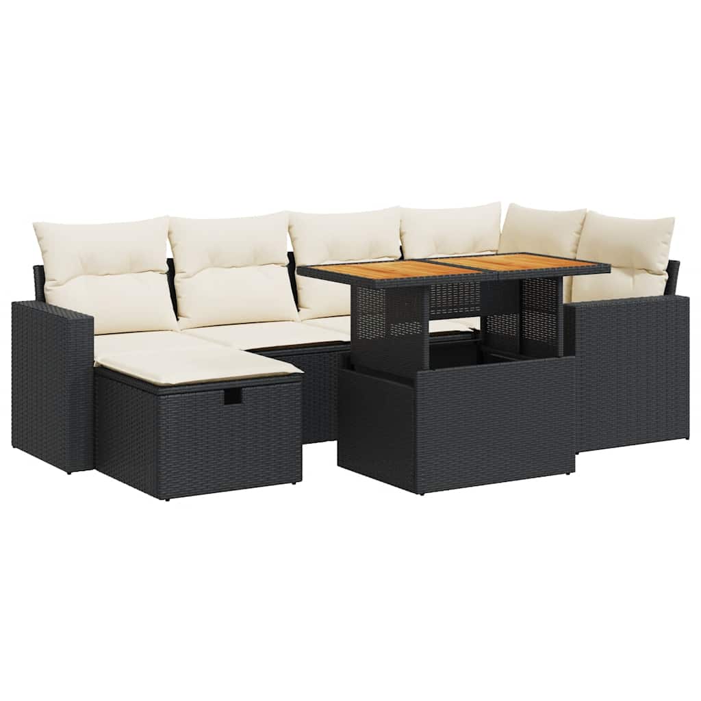 8-dijelni set vrtnih sofa od poliratana s jastucima crni bagrem