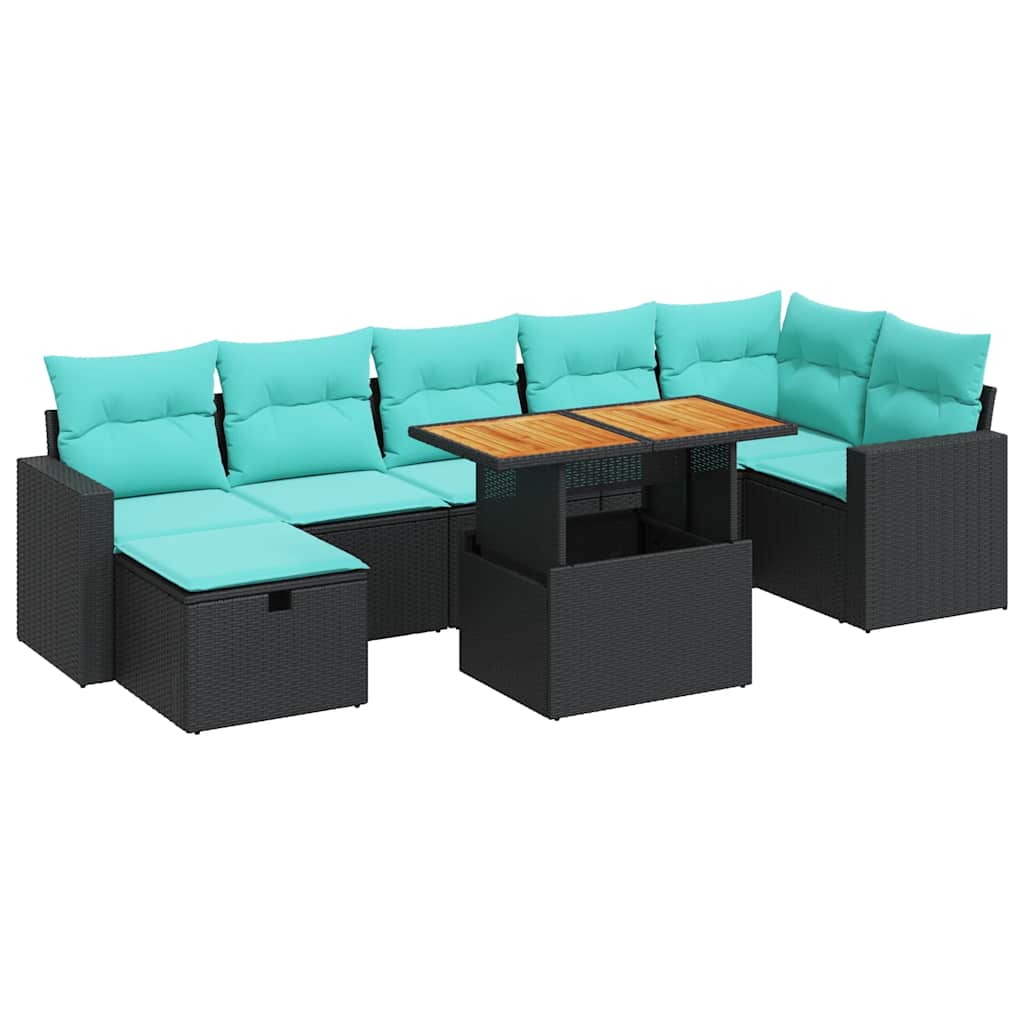 8-dijelni set vrtnih sofa od poliratana s jastucima sivi bagrem