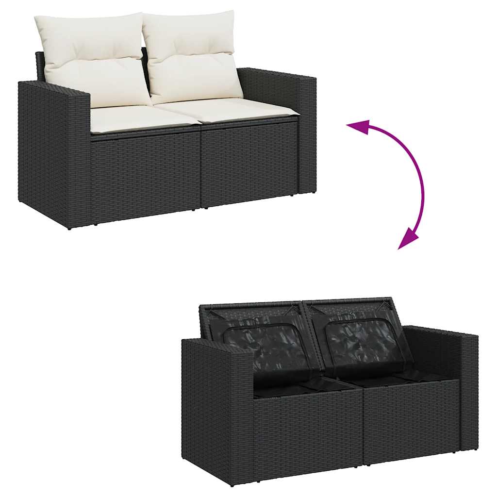 9-dijelni set vrtnih sofa s jastucima crni od poliratana bagrem