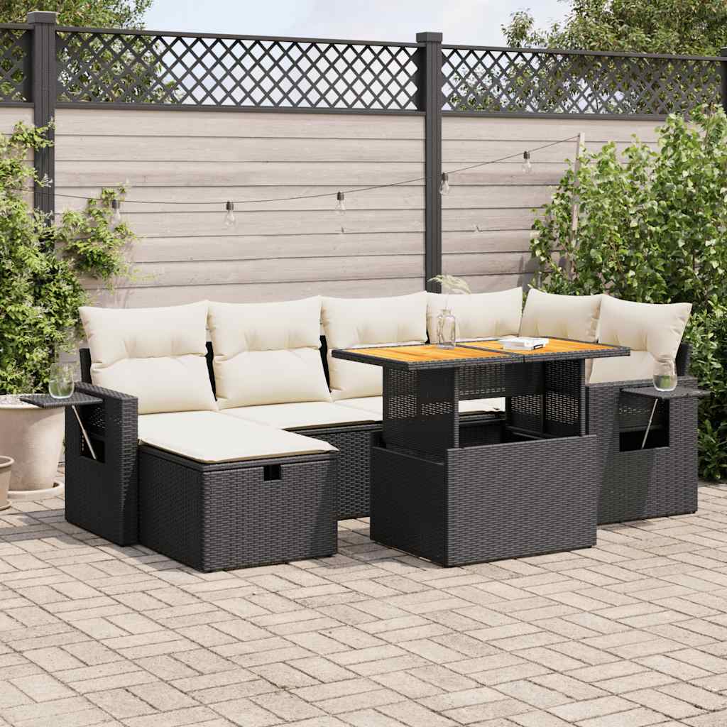 8-dijelni set vrtnih sofa od poliratana s jastucima crni bagrem