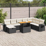 9-dijelni set vrtnih sofa s jastucima crni od poliratana bagrem