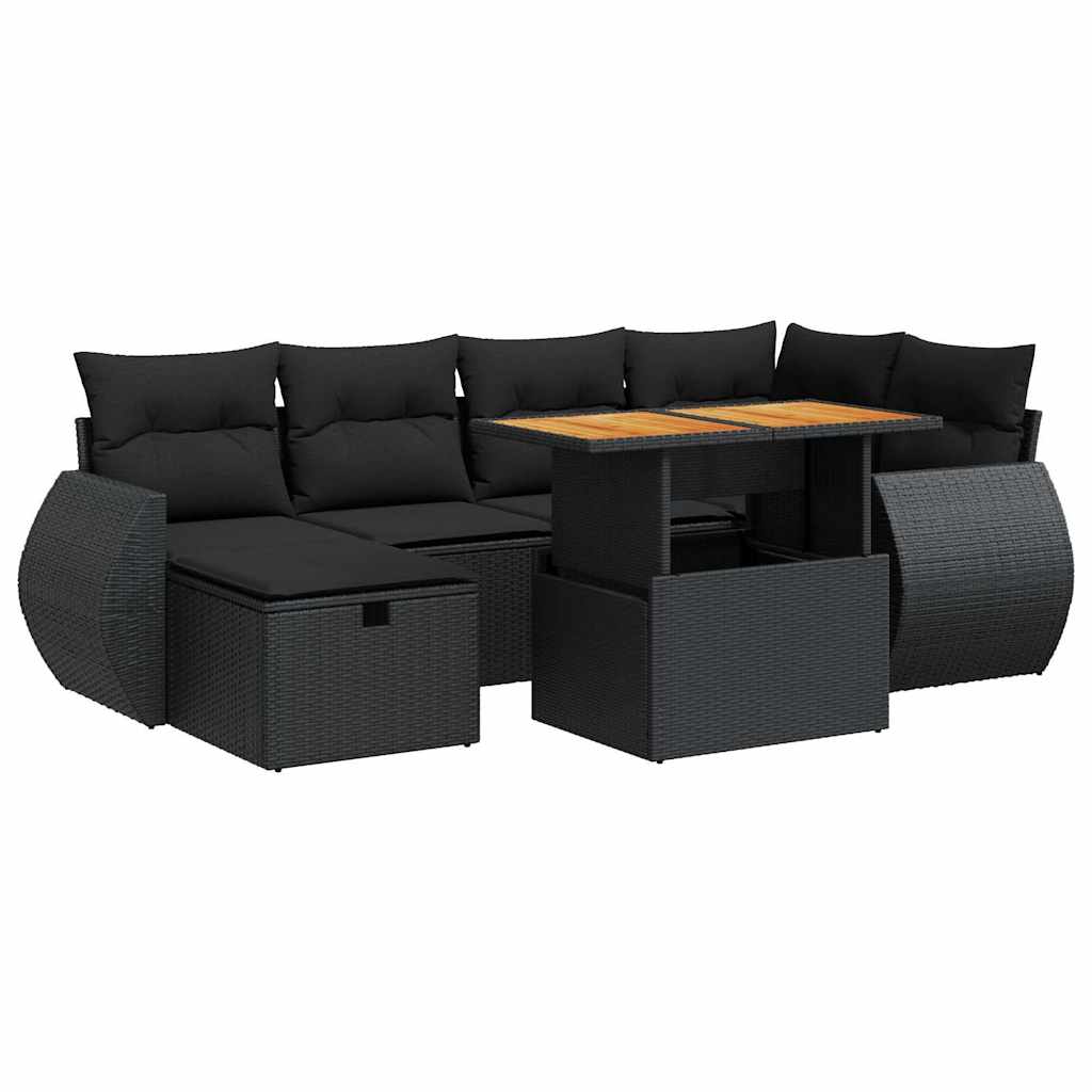 8-dijelni set vrtnih sofa od poliratana s jastucima crni bagrem