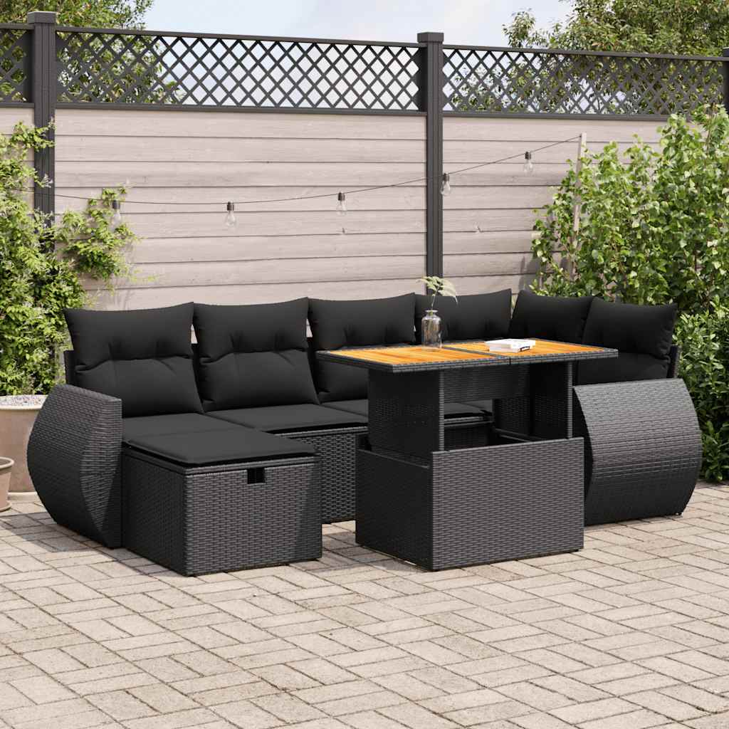 8-dijelni set vrtnih sofa od poliratana s jastucima crni bagrem