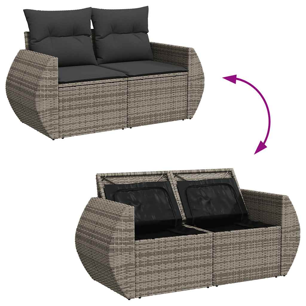 8-dijelni set vrtnih sofa od poliratana s jastucima sivi bagrem