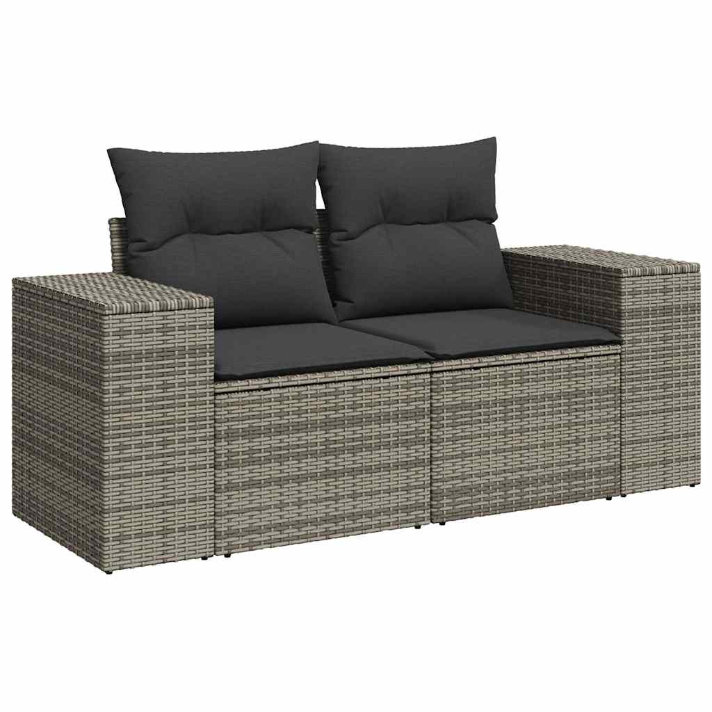 6-dijelni set vrtnih sofa poliratan i bagrem s jastucima sivi