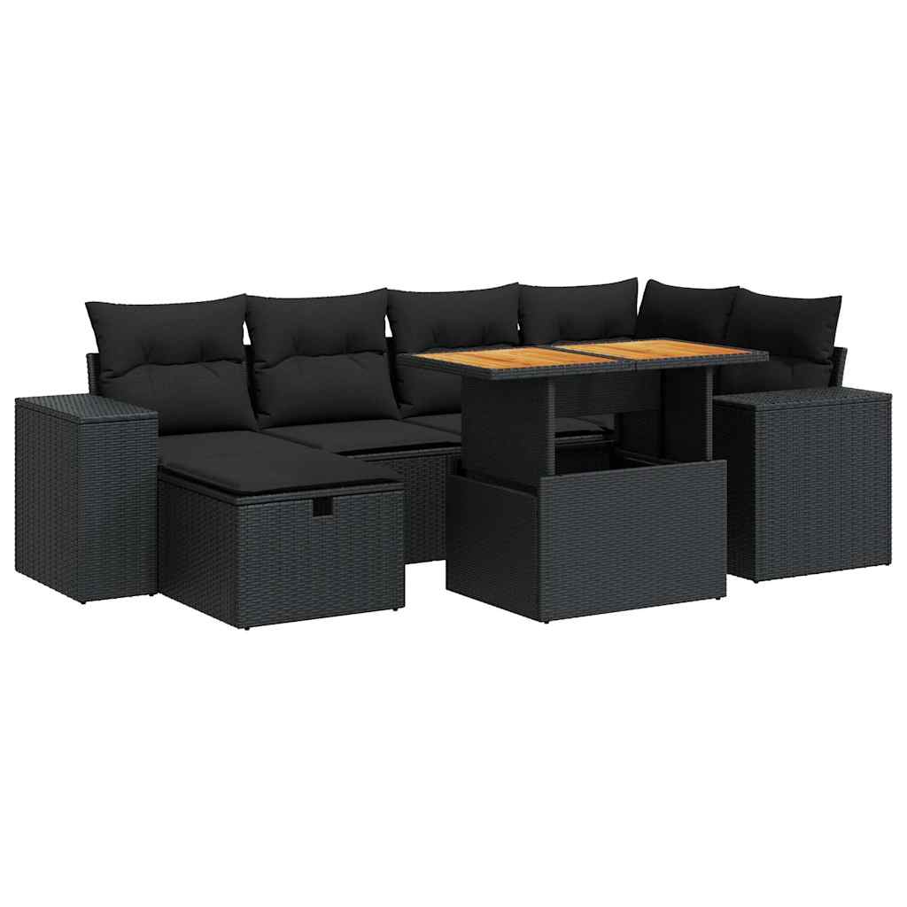 8-dijelni set vrtnih sofa od poliratana s jastucima crni bagrem