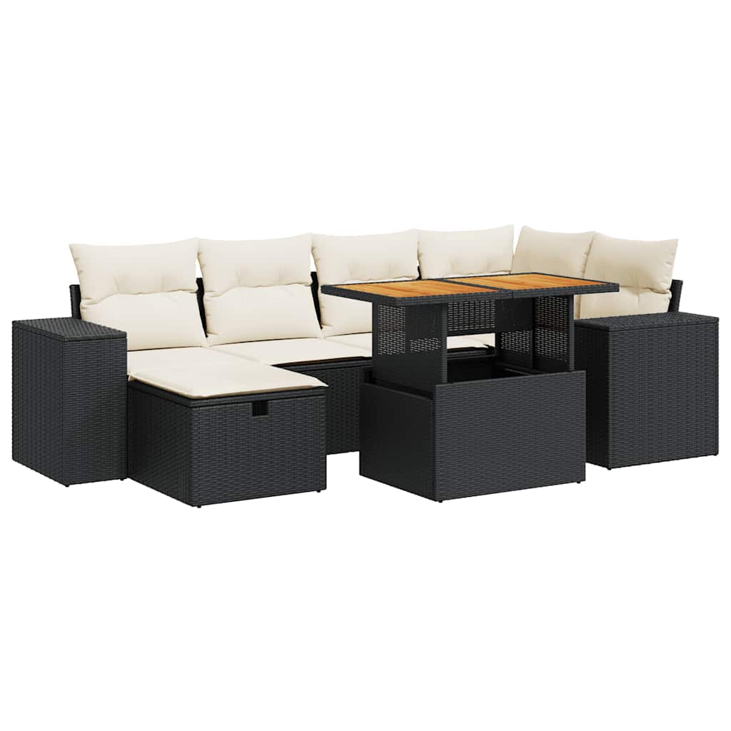 8-dijelni set vrtnih sofa od poliratana s jastucima crni bagrem