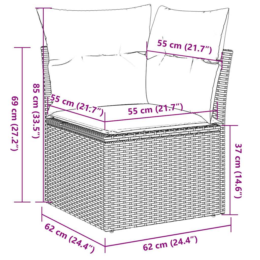 9-dijelni set vrtnih sofa s jastucima crni od poliratana bagrem