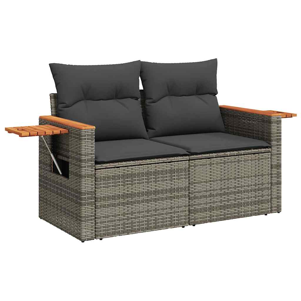 6-dijelni set vrtnih sofa od poliratana s jastucima sivi