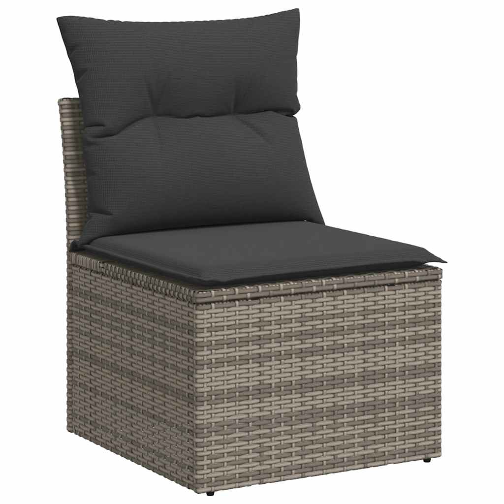 6-dijelni set vrtnih sofa od poliratana s jastucima sivi