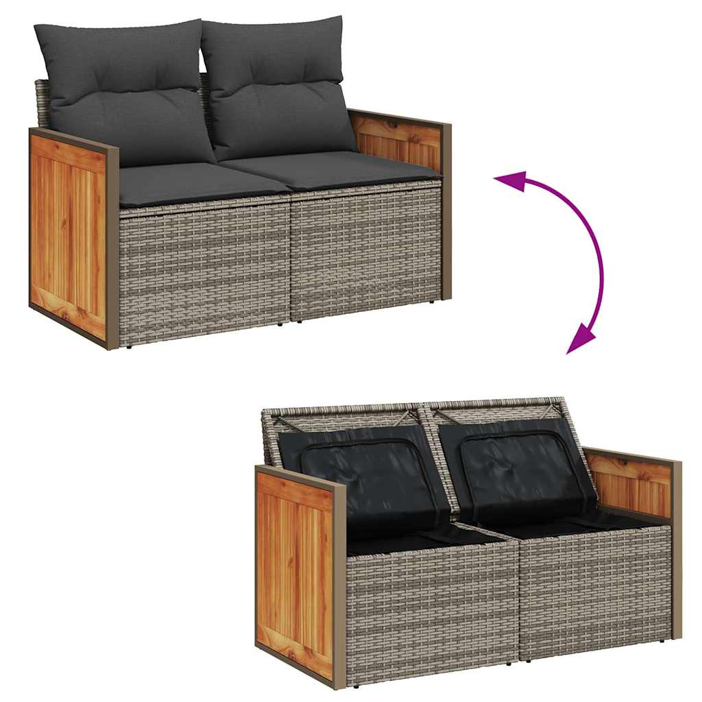 6-dijelni set vrtnih sofa od poliratana s jastucima sivi