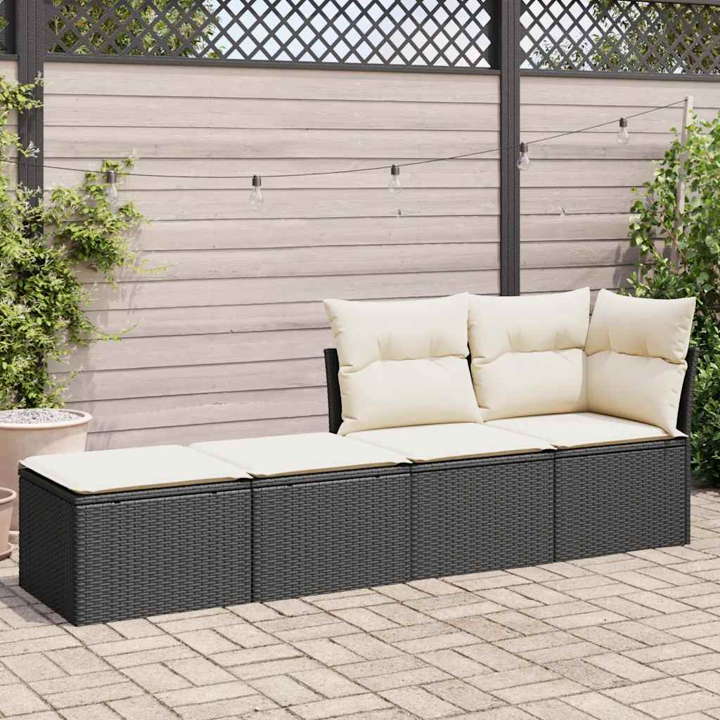 2-dijelni set vrtnih sofa s jastucima crni od poliratana bagrem