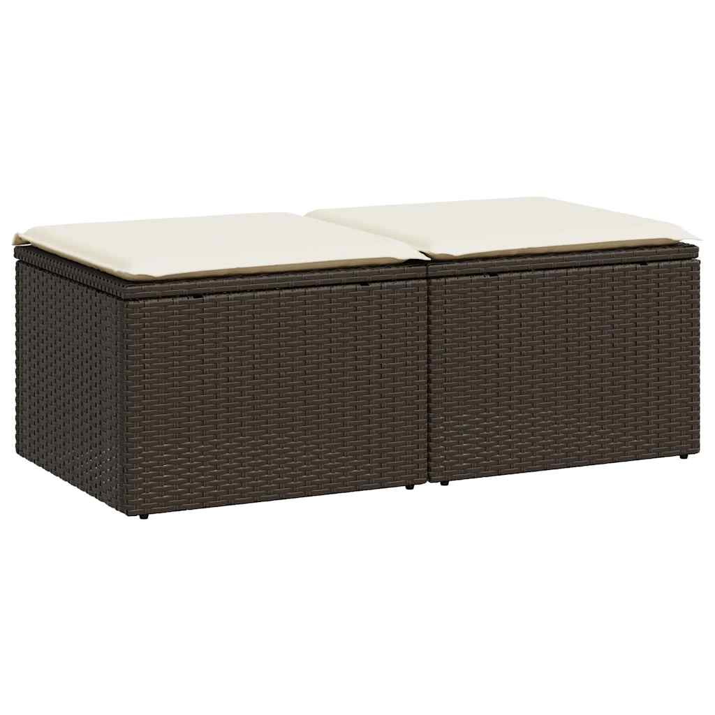 2-dijelni set vrtnih sofa poliratan i bagrem s jastucima smeđi