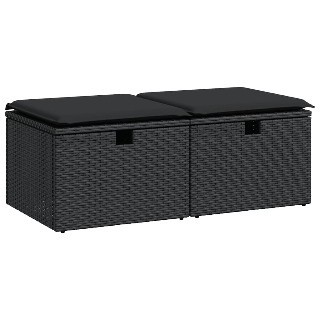 2-dijelni set vrtnih sofa s jastucima crni od poliratana bagrem