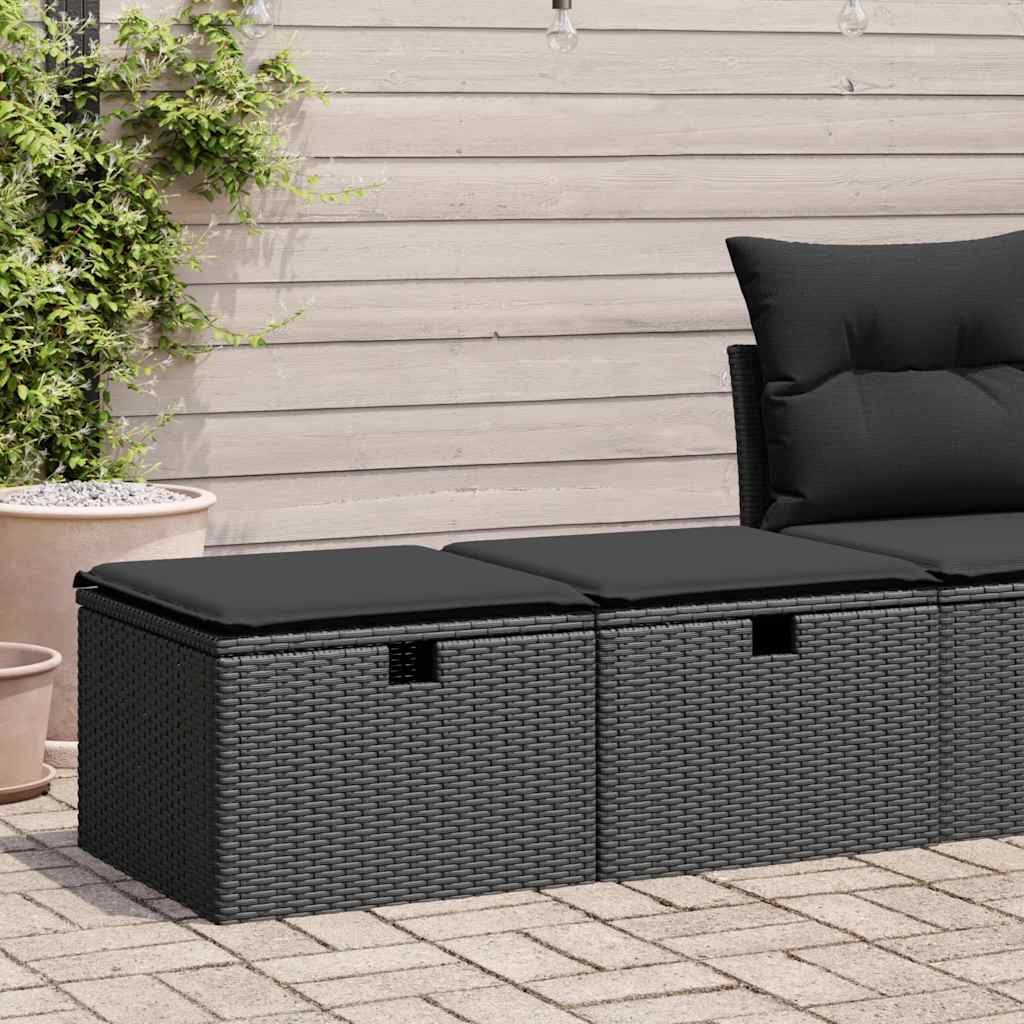 2-dijelni set vrtnih sofa s jastucima crni od poliratana bagrem
