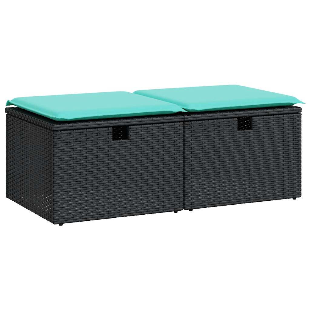 2-dijelni set vrtnih sofa s jastucima crni od poliratana bagrem