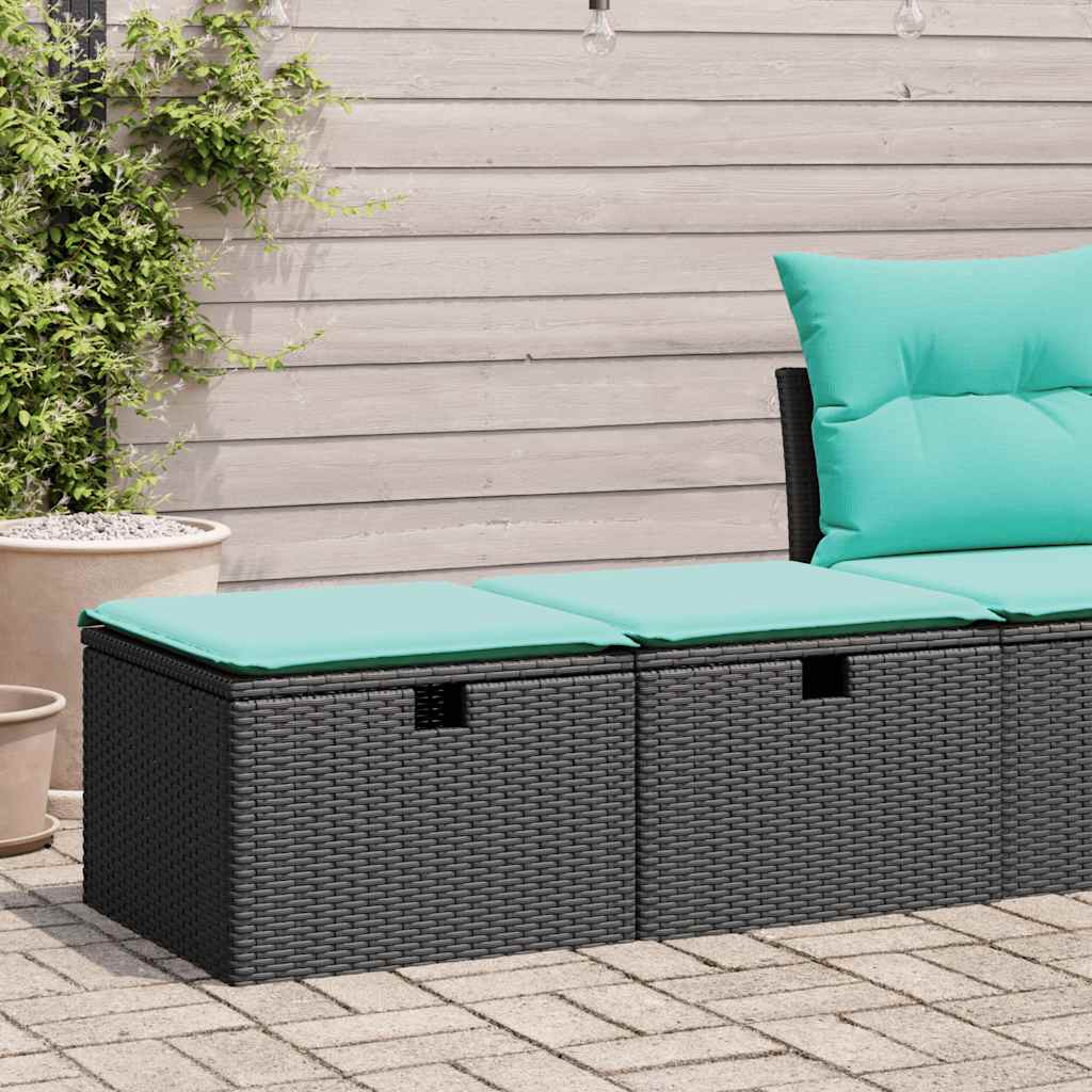2-dijelni set vrtnih sofa s jastucima crni od poliratana bagrem