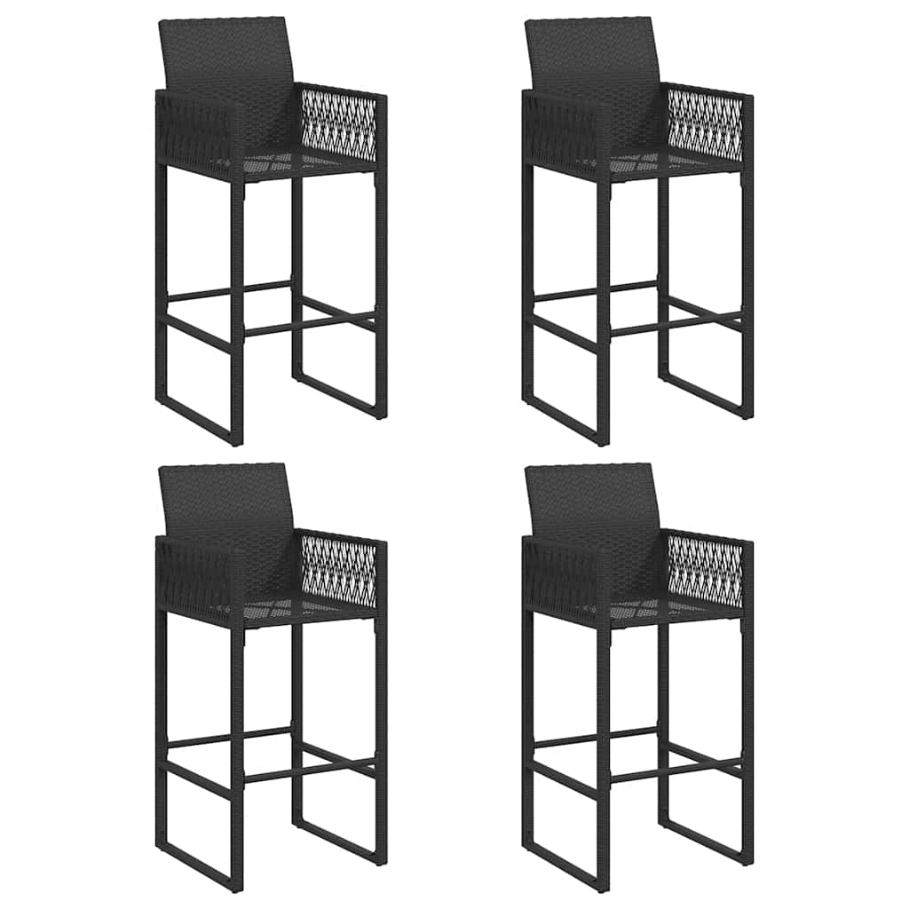 5-dijelni vrtni barski set bez jastucima crni poliratana bagrem Crna 145 cm