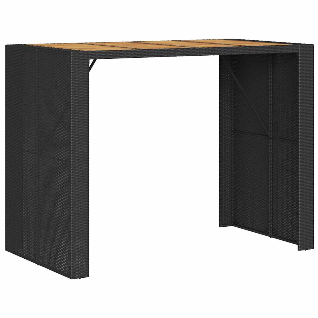 5-dijelni vrtni barski set bez jastucima crni poliratana bagrem Crna 145 cm