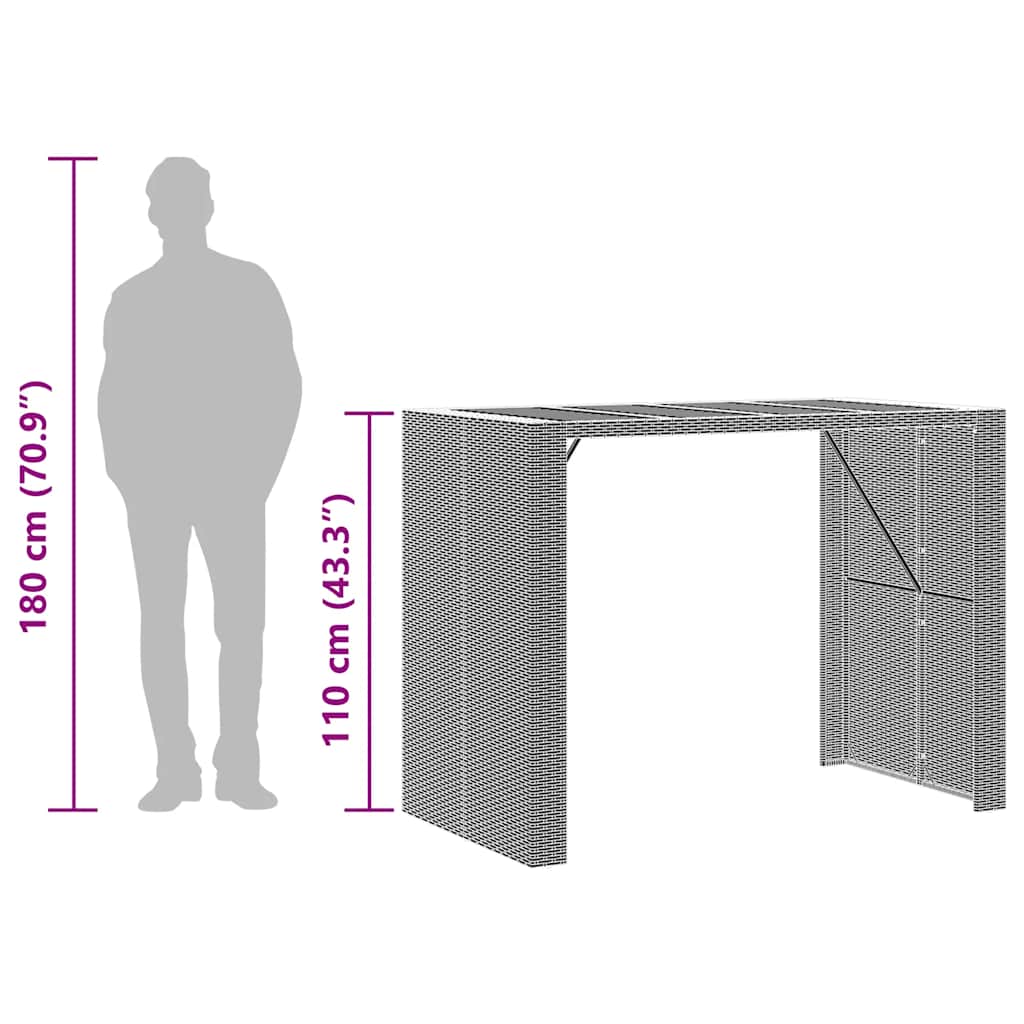 5-dijelni vrtni barski set bez jastucima crni poliratana bagrem Crna 145 cm