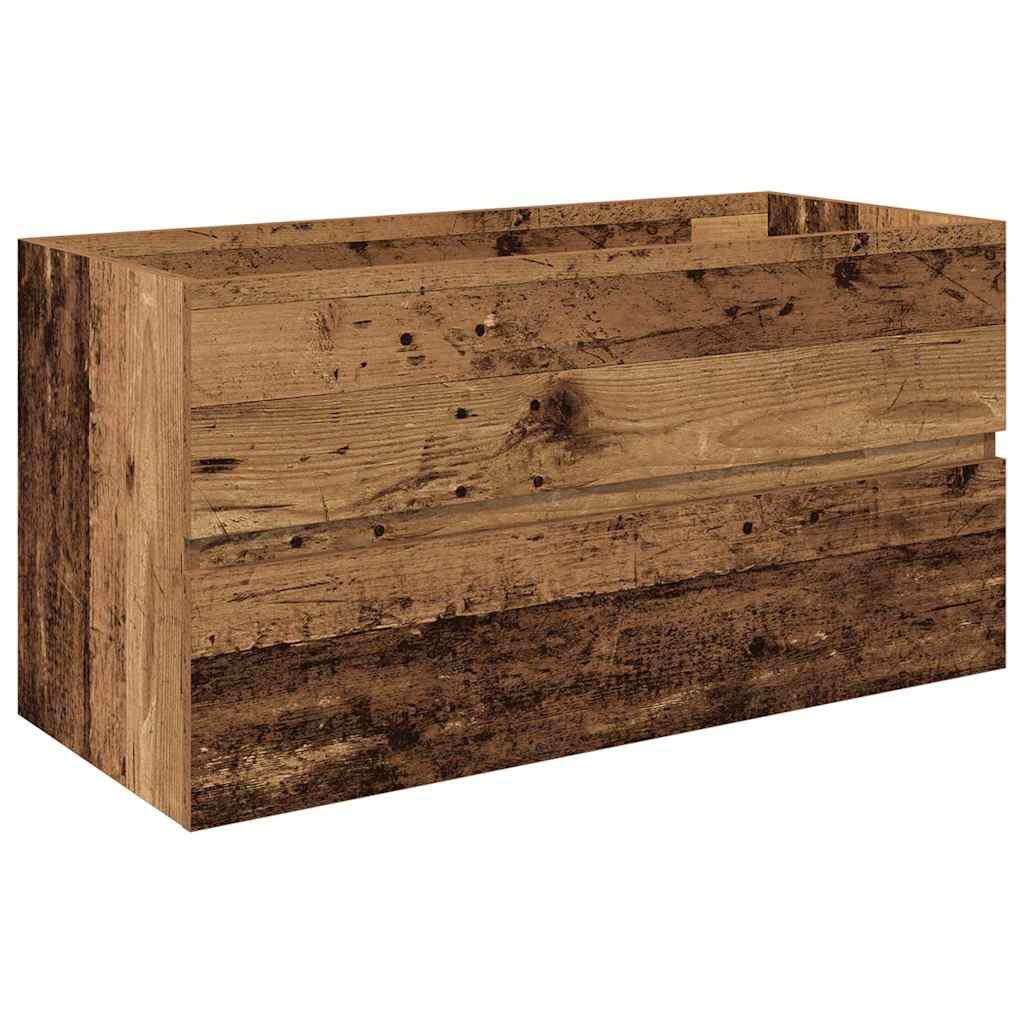 Ormarić za sudoper ugradbenim umivaonikom i slavinom Staro drvo Smeđa 90 x 38.5 x 45 cm