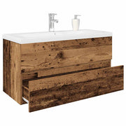 Ormarić za sudoper ugradbenim umivaonikom i slavinom Staro drvo Smeđa 90 x 38.5 x 45 cm