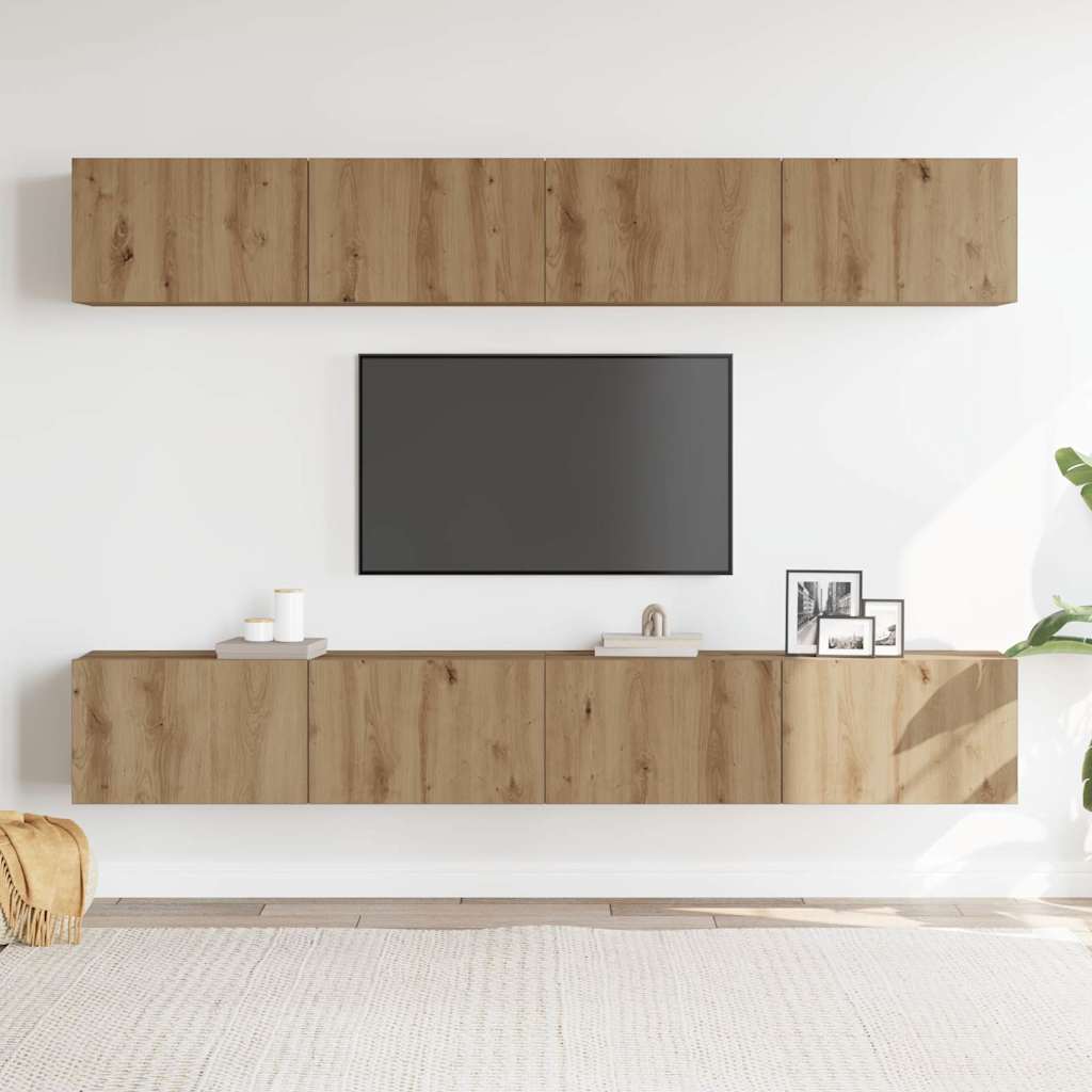 Zidni TV ormarić, 4 dijela, Artisan hrast, 100x30x30 cm