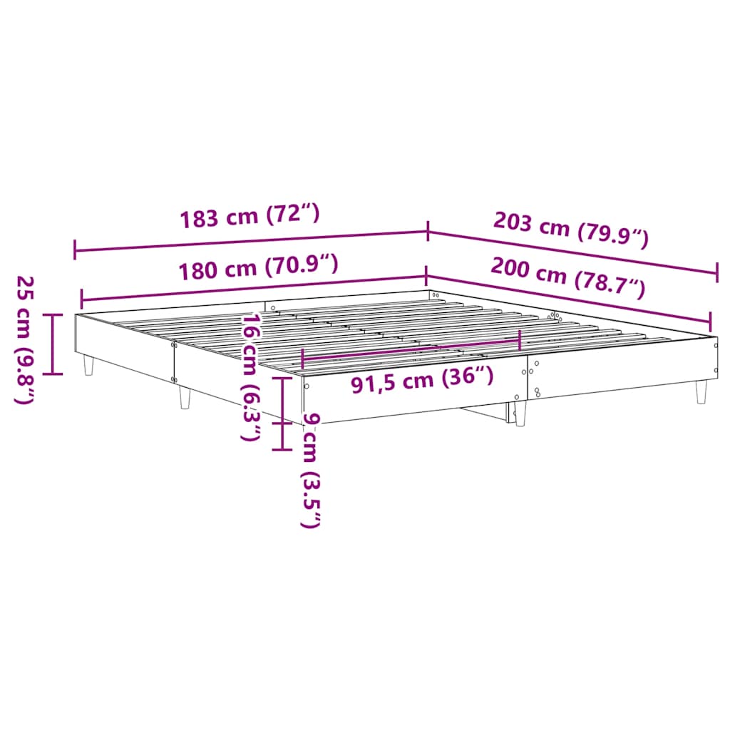Okvir kreveta bez madraca 180x200 cm konstruiranog drva