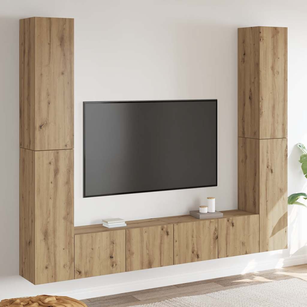 6-dijelni zidni TV ormarić Artisan hrast izrađen od drva