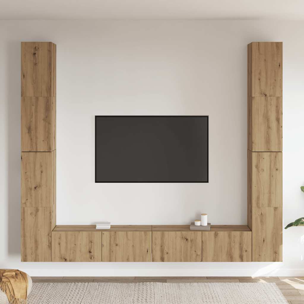 6-dijelni zidni TV ormarić Artisan hrast izrađen od drva