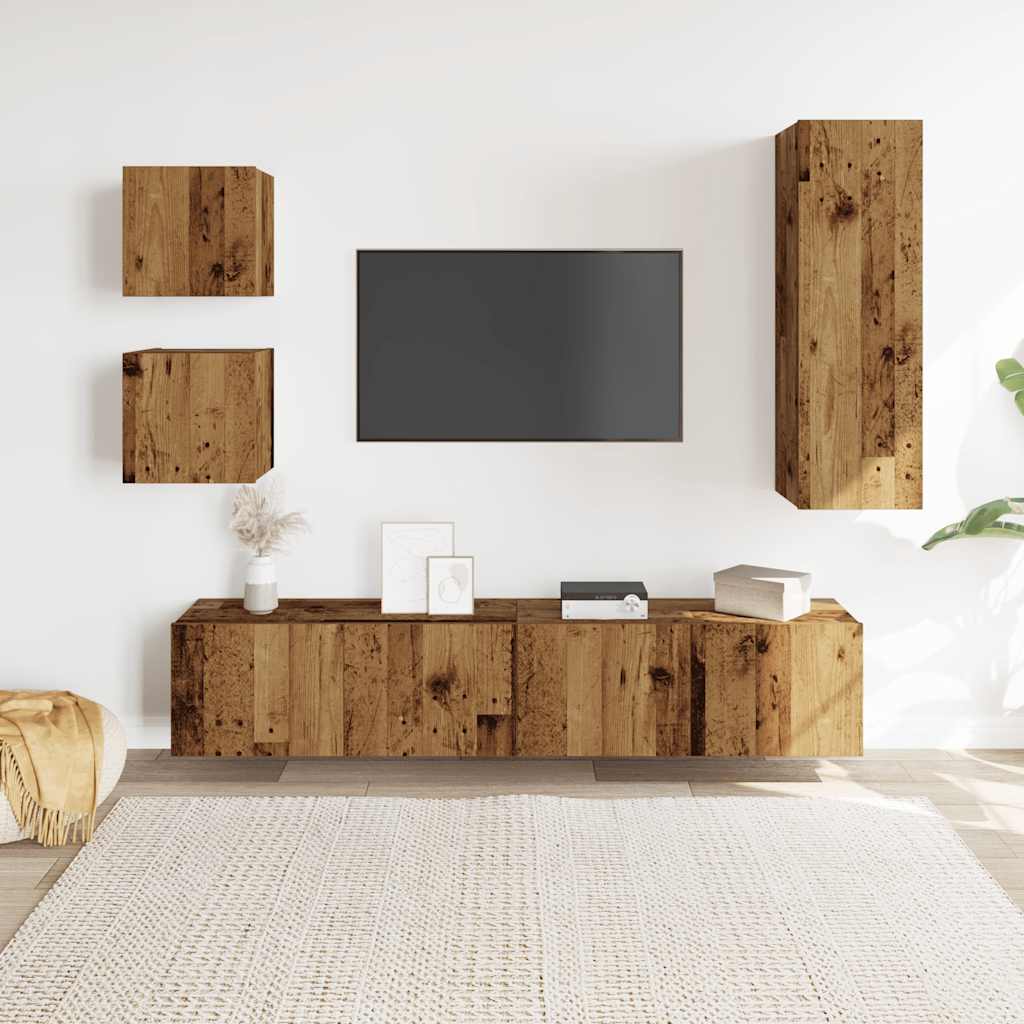 5-dijelni zidni set TV ormarić konstruirano drvo