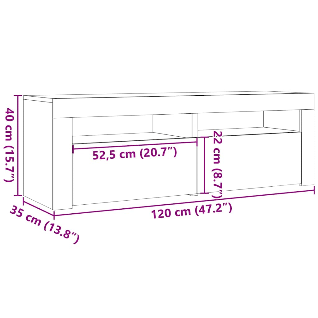Noćni ormarići 2 kom s LED diodama staro drvo 60x35x40 cm