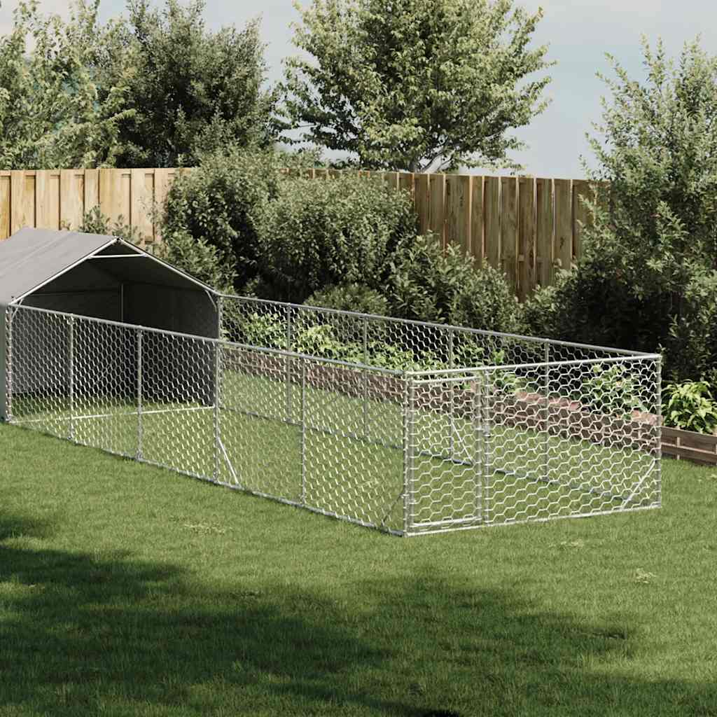 Vanjska kućica za pse sa stazom 8x2x1,5 m pocinčani čelik