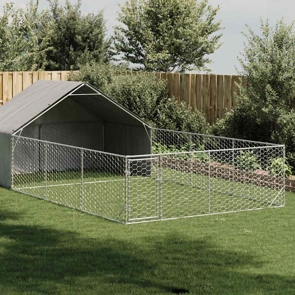 Vanjska kućica za pse sa stazom 7x3x1,9 m pocinčani čelik