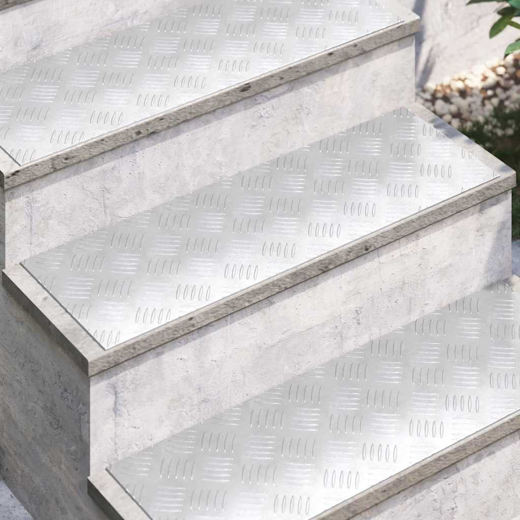 Stepenica Pravokutni 4 pcs Srebrno 75 x 25 cm Aluminij