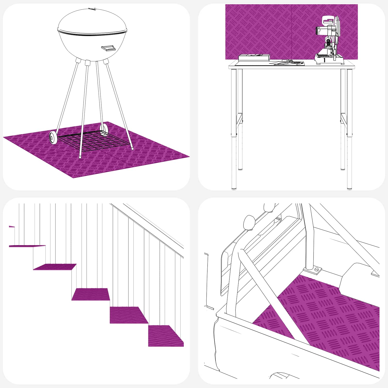 Stepenica Pravokutni 2 pcs Srebrno 50 x 30 cm Aluminij
