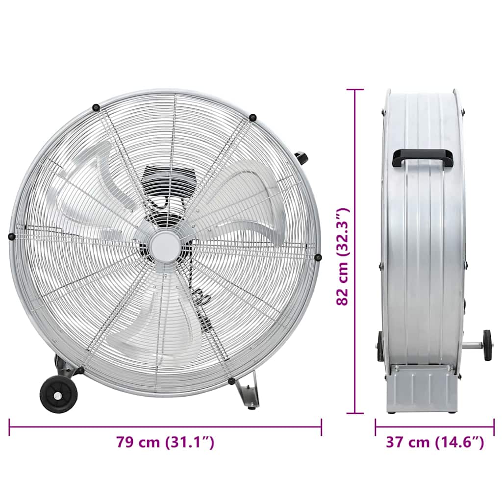 Bubnjasti ventilator s kotačem Srebrno 79 x 37 x 82 cm Aluminij