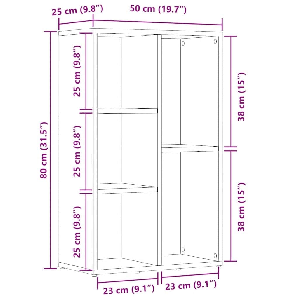 Polica za knjige crni hrast 50x25x80 cm inženjerski drvo