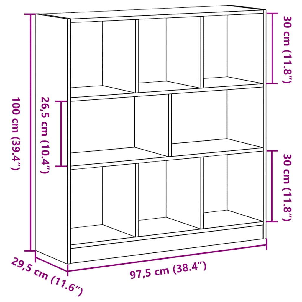 Ormar za knjige crni hrast 97,5x29,5x100 cm konstruirano drvo