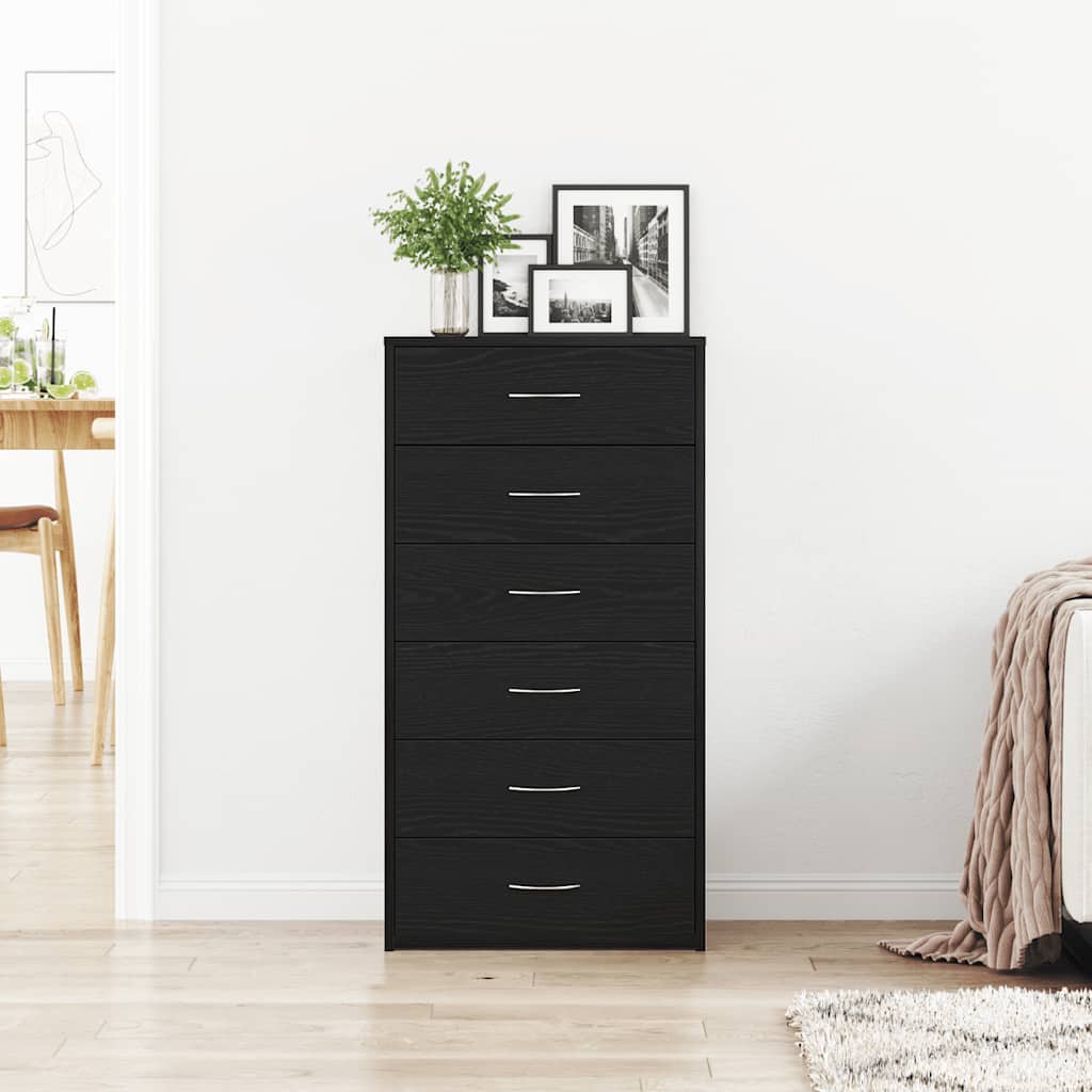 Komoda sa 6 ladica crni hrast 50x34x96 cm inženjersko drvo