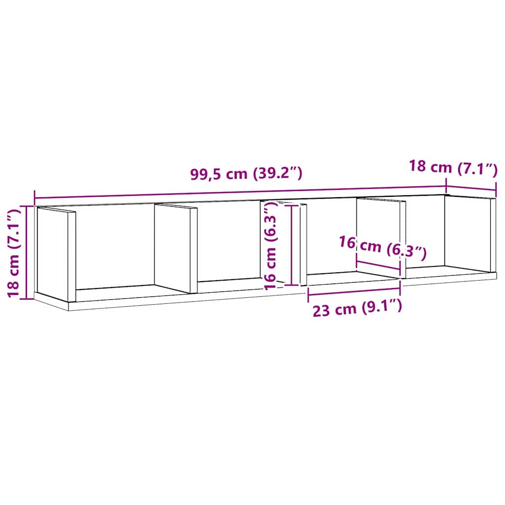 Polica na zidu Crni hrast 100 x 18 x 18 cm Konstruirano drvo