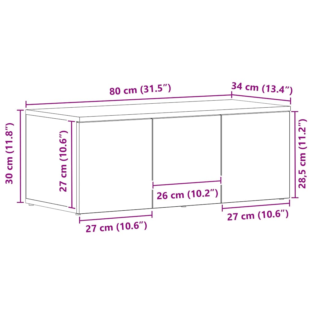 TV ormar s ladicama Crni hrast 80x34x30 cm Konstruirano drvo